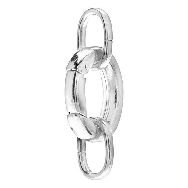Lobster Clasps, Oval with 2 Jump Rings 20x15mm, Silver Plated (1 Set)