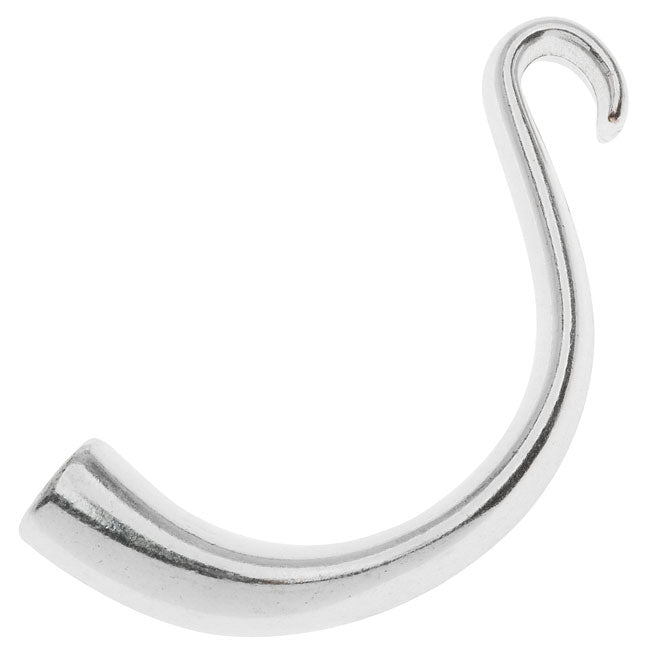 Regaliz Findings, Round Cuff Hook Clasp 60mm Fits 5mm Round Cord, 1 Piece, Antiqued Silver