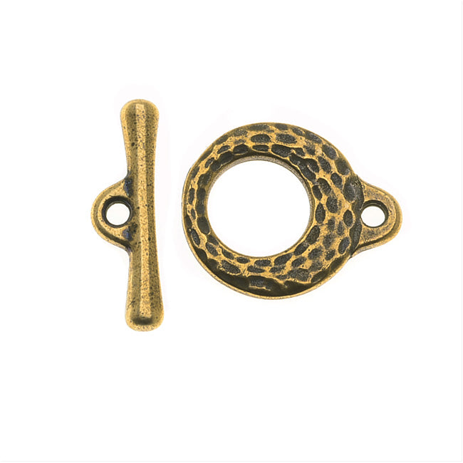 TierraCast Maker's Collection, Toggle Clasps, Hammered 13.5mm, Brass Oxide Finish (1 Set)