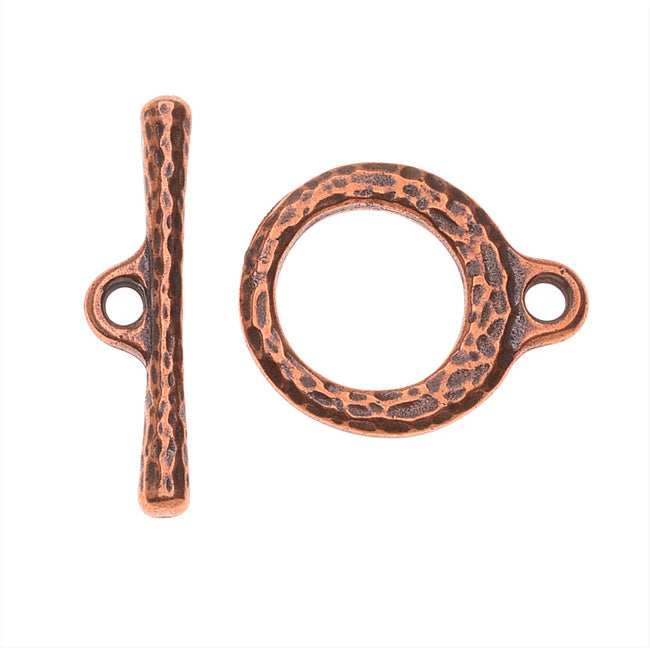 TierraCast Maker's Collection, Toggle Clasps, Hammered Craftsman 16.5mm, Antiqued Copper Plated (1 Set)