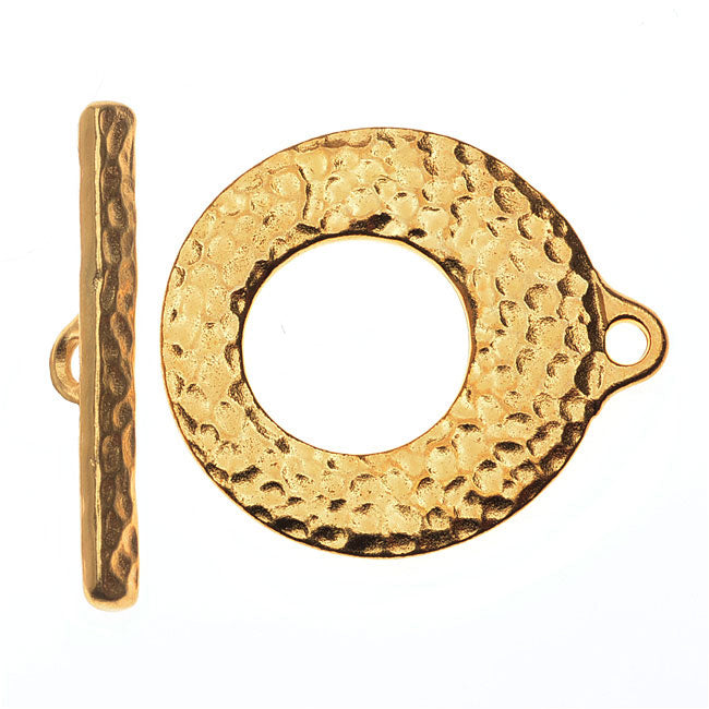 TierraCast Maker's Collection, Toggle Clasps, Hammered Artisan 26.5mm, 22K Gold Plated (1 Set)