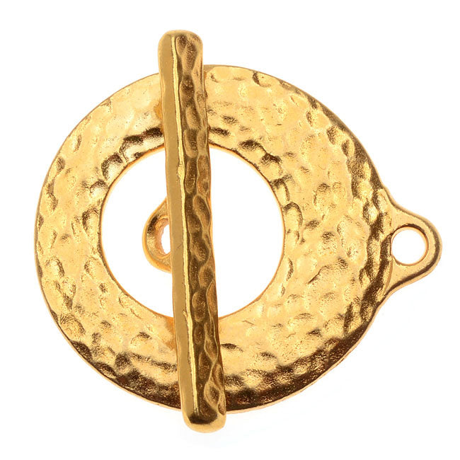 TierraCast Maker's Collection, Toggle Clasps, Hammered Artisan 26.5mm, 22K Gold Plated (1 Set)