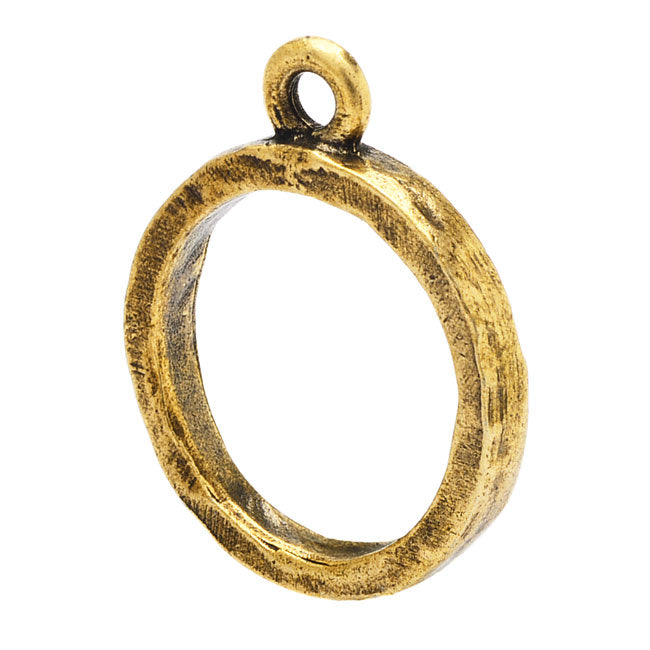 Nunn Design Toggle Clasps, Hammered Toggle Ring 23mm, Antiqued Gold (1 Piece)