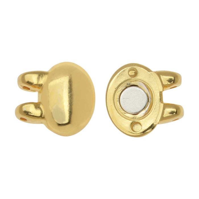 Cymbal Magnetic Clasps for SuperDuo Beads, Kypri, Oval 13x10mm, 24K Gold Plated (1 Set) (1 Set)