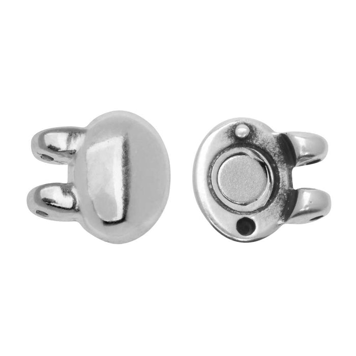 Cymbal Magnetic Clasps for SuperDuo Beads, Kypri, Oval 13x10mm, Antiqued Silver (1 Set) (1 Set)