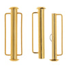 Slide Tube Clasps, with Bar Loops 31.5x10.5mm, 22K Gold Plated (2 Sets)