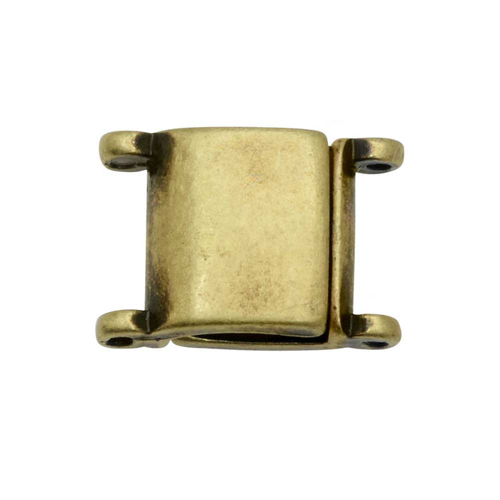 Cymbal Magnetic Clasps for 11/0 Delica & Round Beads, Axos II, Square 13x9.5mm, Ant. Brass Plated (1 Set)
