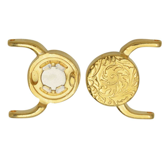 Cymbal Magnetic Clasps for 11/0 Delica & Round Beads, Souda II, Round 15.5x17.5mm, 24k Gold Plated (1 Set)