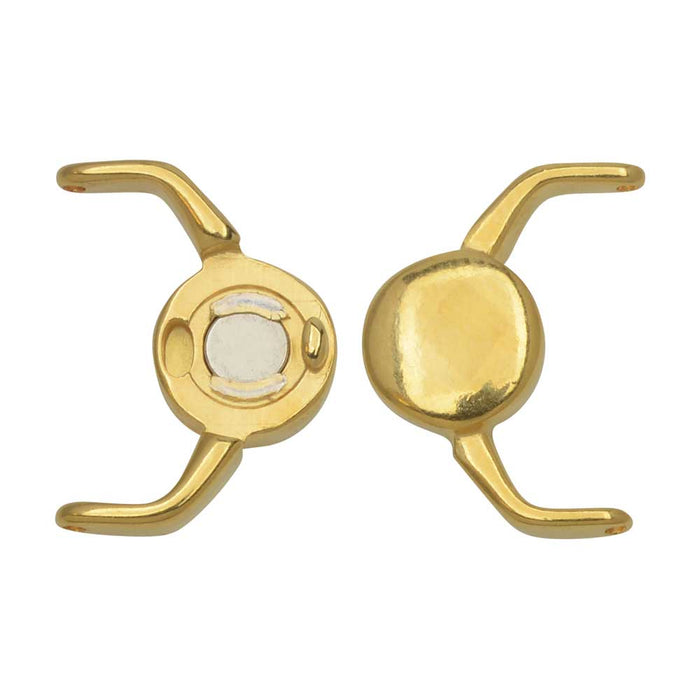 Cymbal Magnetic Clasps for 11/0 Delica Beads, Kissamos, Round 17x17.5mm, 24k Gold Plated (1 Set)
