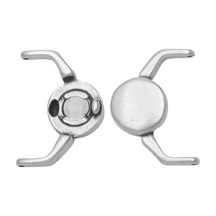 Cymbal Magnetic Clasps for 11/0 Delica Beads, Kissamos, Round 17x17.5mm, Antiqued Silver Plated (1 Set)