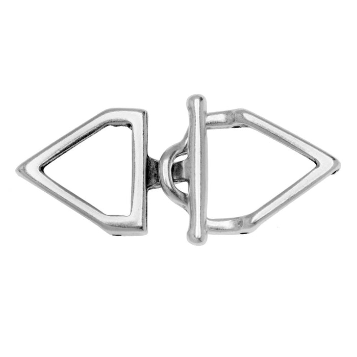 Cymbal Toggle Clasps for 11/0 Delica & Round Beads, Samaria, Triangle 17x36.5mm,  Antiqued Silver Plated (1 Set)