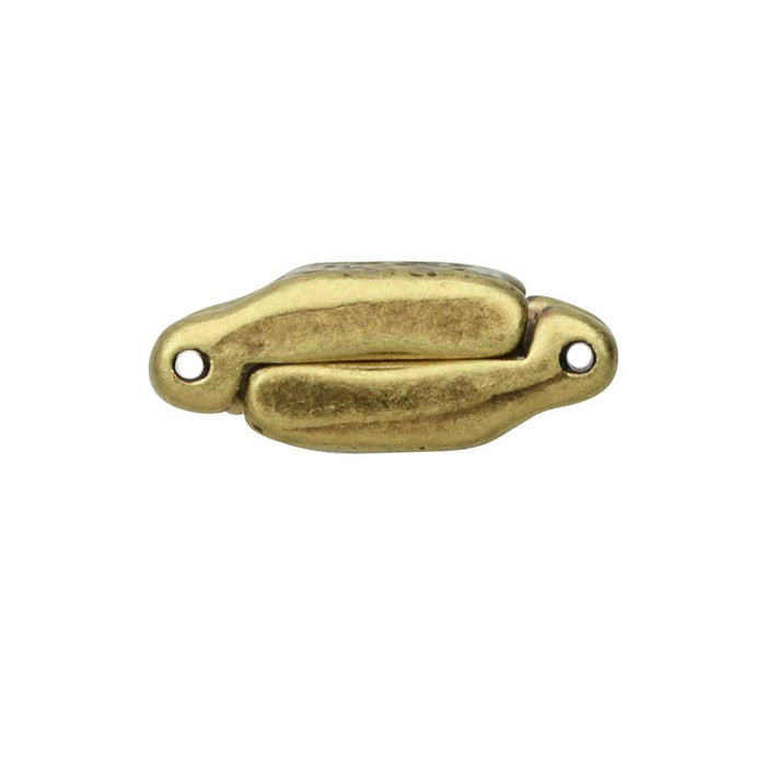 Cymbal Magnetic Clasps for 8/0 Delica & Round Beads, Nisidia III, Rectangle 16x20mm,  1 Set, Antiqued Brass Plated