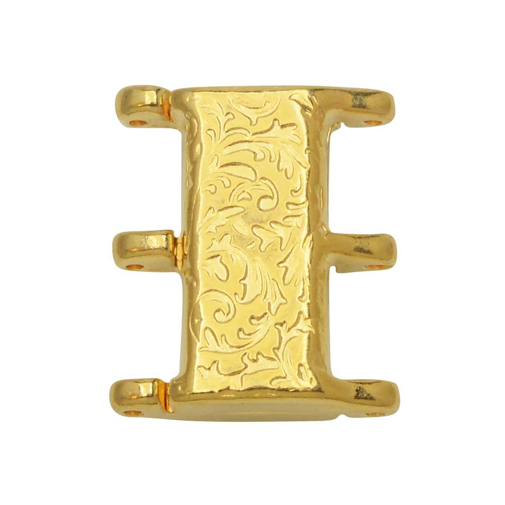 Cymbal Magnetic Clasps for 8/0 Delica & Round Beads, Nisidia III, Rectangle 16x20mm,  1 Set, 24k Gold Plated
