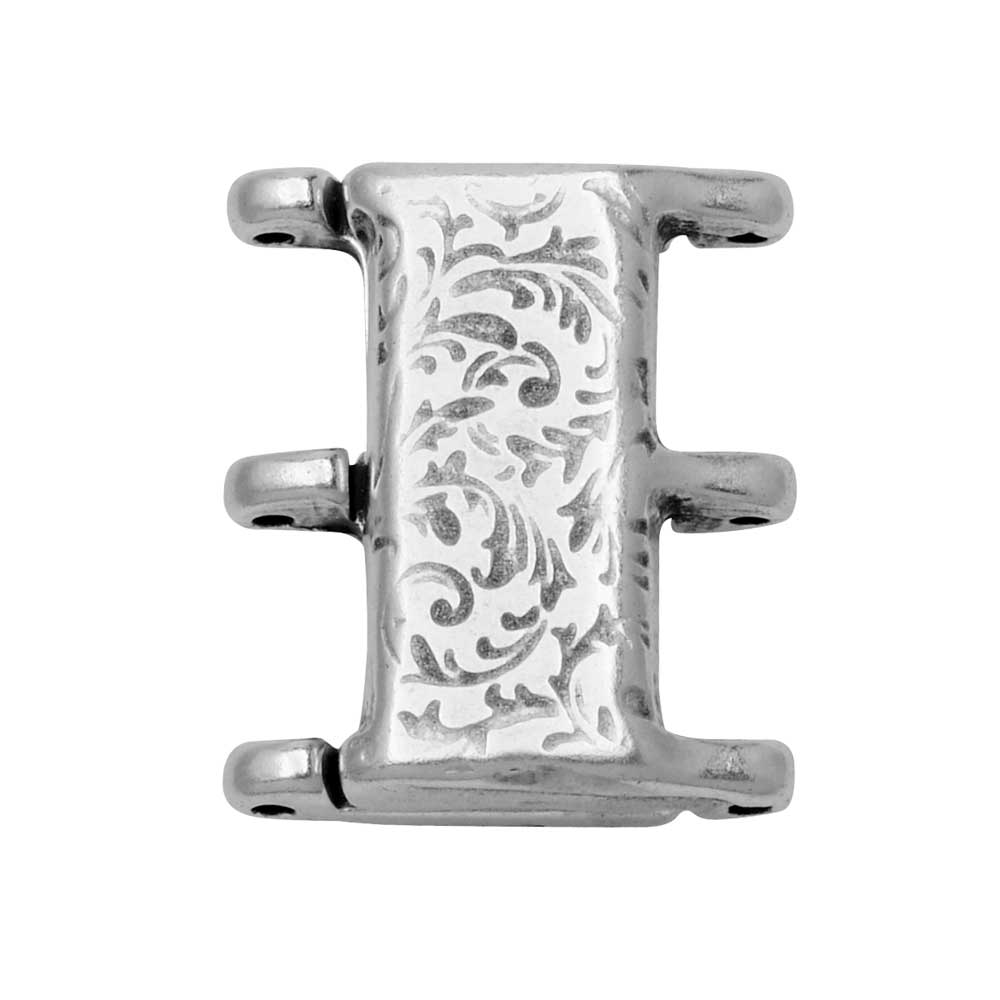Cymbal Magnetic Clasps for 8/0 Delica & Round Beads, Nisidia III, Rectangle 16x20mm,  1 Set,  Antiqued Silver Plated