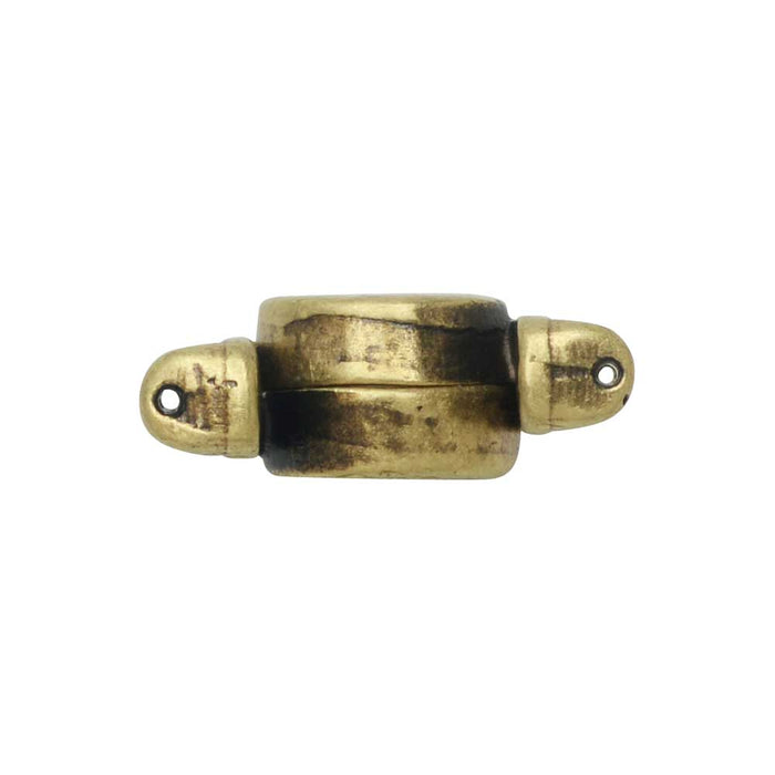Cymbal Magnetic Clasps for SuperDuo Beads, Anteni, Round 15.5x17.5mm,  Antiqued Brass Plated (1 Set)