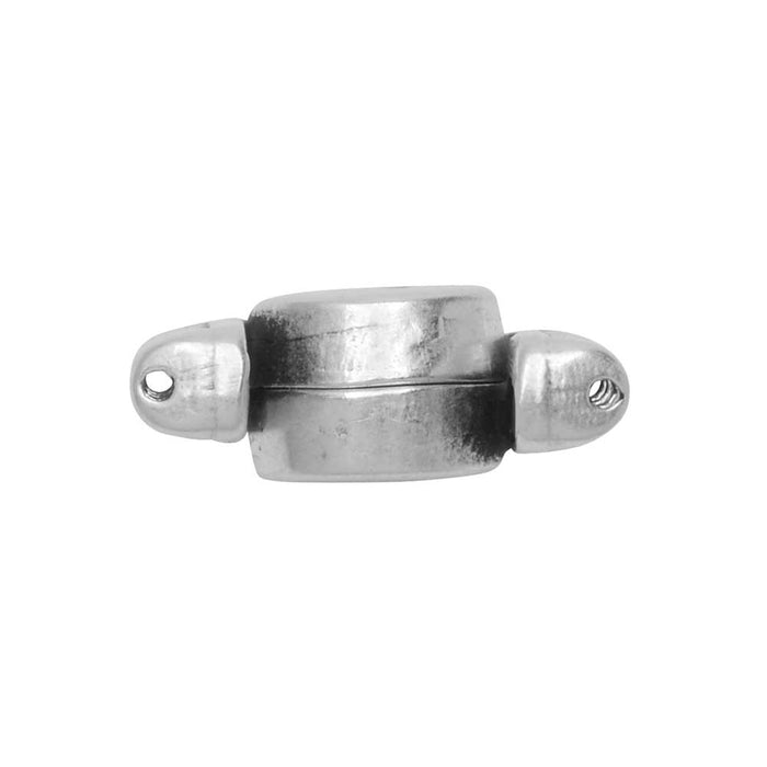 Cymbal Magnetic Clasps for SuperDuo Beads, Anteni, Round 15.5x17.5mm,  1 Set, Antiqued Silver Plated