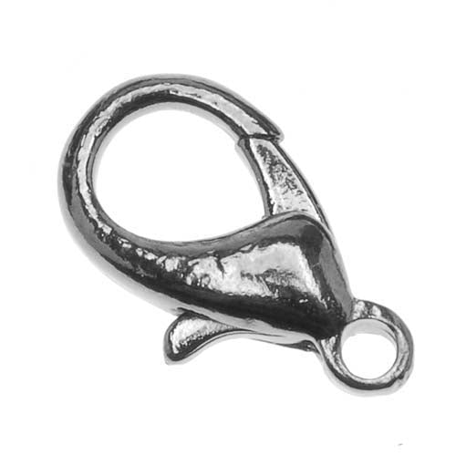 Lobster Clasps, Curve 15mm, Gunmetal Plated (10 Pieces)