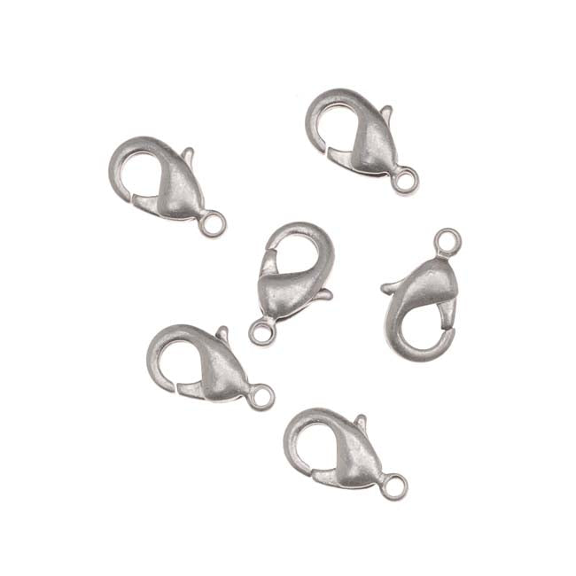 Lobster Clasps, Curve 12mm, Antiqued Silver Plated (6 Pieces)