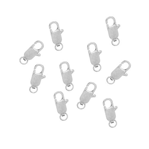 Lobster Clasps, Straight 12mm, Silver Plated (10 Pieces)