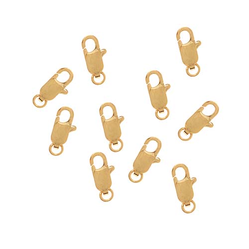 Lobster Clasps, Straight 12mm, 22K Gold Plated (10 Pieces)