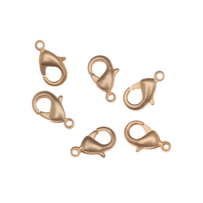 Lobster Clasps, Curve 12mm, Matte Gold Plated (6 Pieces)