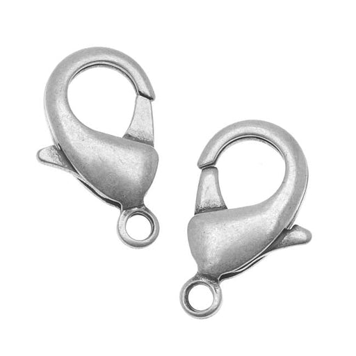Lobster Clasps, Curve Extra Large 23mm, Antiqued Silver Plated (2 Pieces)