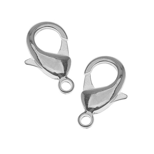 Lobster Clasps, Extra Large Curve 23mm, Bright Silver Plated (2 Pieces)