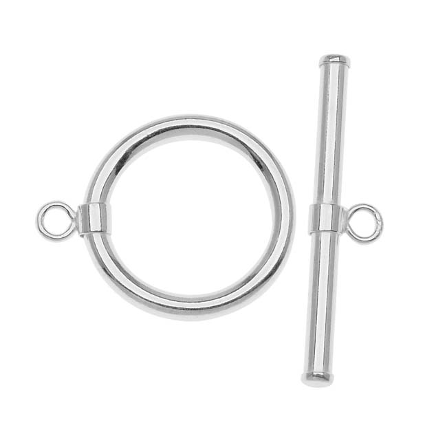 Toggle Clasps, Sleek Wrap 15mm, Sterling Silver (1 Set)