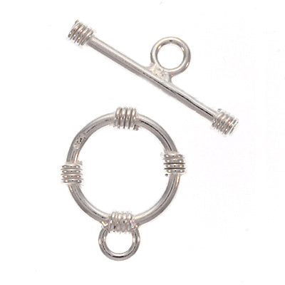Toggle Clasps, Wrapped Style 13mm, Sterling Silver (1 Set)