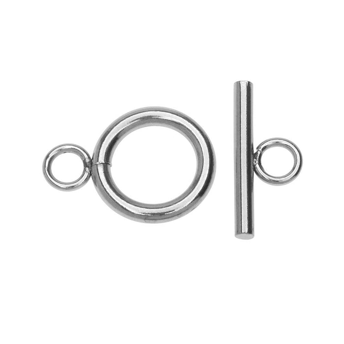 Toggle Clasps, Bar and Round Ring 12mm, Stainless Steel (1 Set)