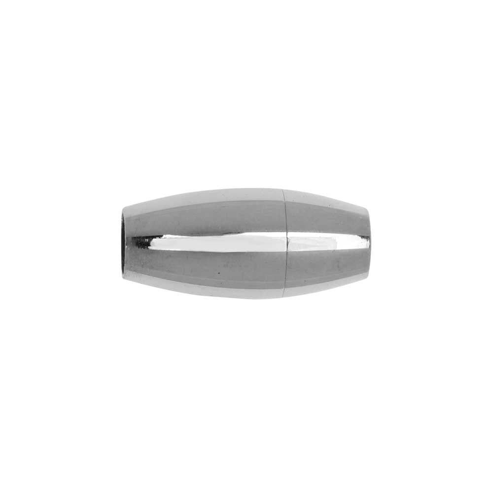 Magnetic Clasps, Oval Barrel 17x8mm, Fits 4mm Round Cord, Stainless Steel (1 Set)