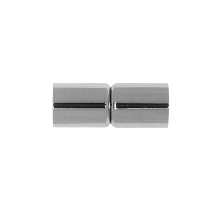 Magnetic Clasps, Tube Shape 18x7mm, Fits 6mm Round Cord, Stainless Steel (1 Set)