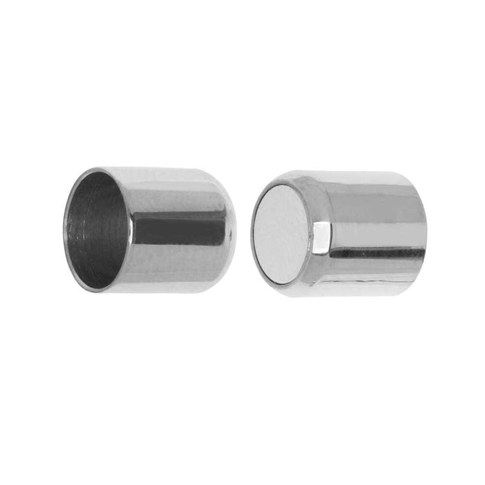 Magnetic Clasps, Tube Shape 19x9mm, Fits 8mm Round Cord, Stainless Steel (1 Set)