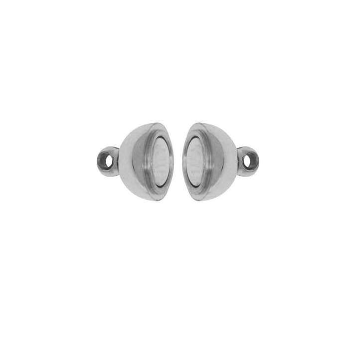 Magnetic Clasps, Round Ball with Loops 8mm Diameter, Stainless Steel (1 Set)