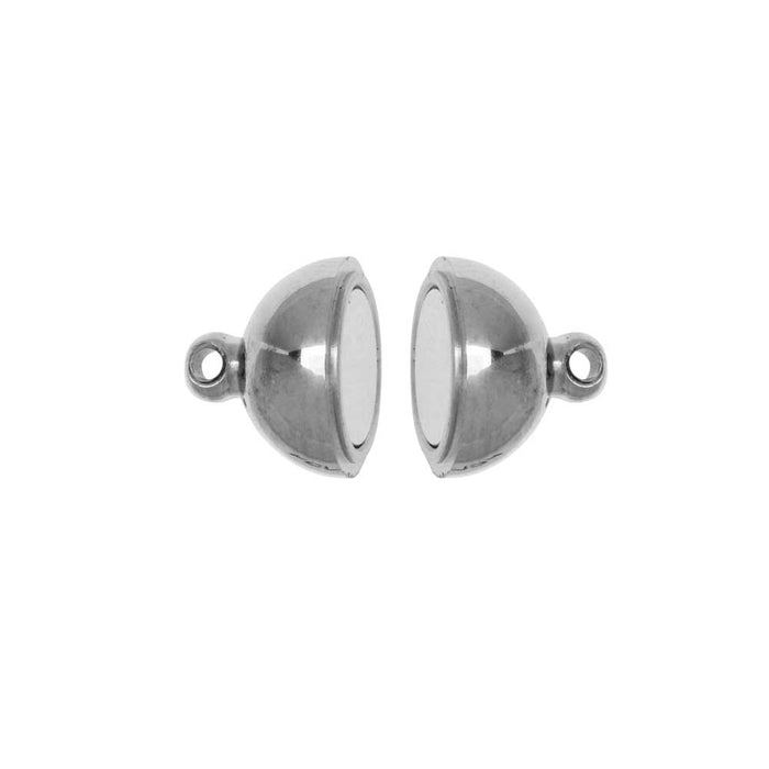 Magnetic Clasps, Round Ball with Loops 10mm Diameter, Stainless Steel (1 Set)