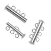 Slide Tube Clasps, Three Rings Strands 22mm, Silver Plated (2 Pieces)