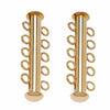 Slide Tube Clasps, 5 Rings Strands 31mm, 22K Gold Plated (2 Pieces)