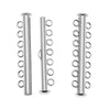 Slide Tube Clasps, Seven Rings Strands 41.5mm, Silver Tone (2 Pieces)