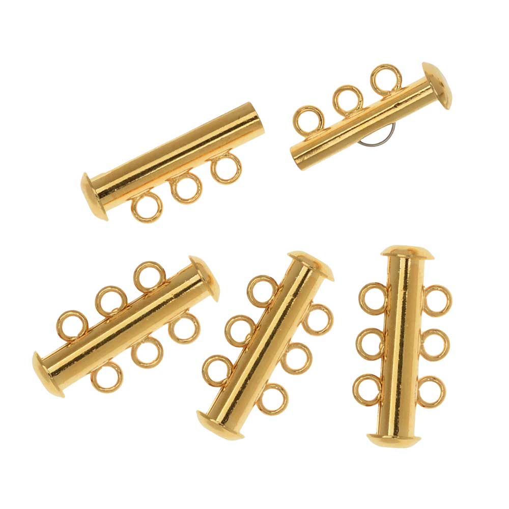Per Piece Gold Slide Lock Clasps Tube Shape Clasp Connectors 2