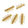 Slide Tube Clasps, 3 Rings Strands 21.5mm, Gold Plated (4 Pieces)