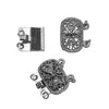 Filigree Box Clasps, Ornate Beaded Oval 14.5x15.5mm, Gunmetal Plated (2 Pieces)