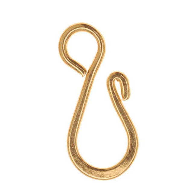 Clasps, S-Hook 19x9mm, 22K Gold Plated (20 Pieces)