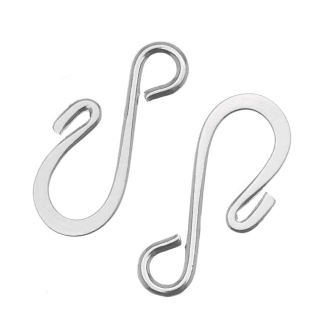 S-Hook Clasps Silver Plated 7mm x 16mm (20 Pieces)