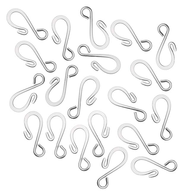S-Hook Clasps Silver Plated 7mm x 16mm (20 Pieces)