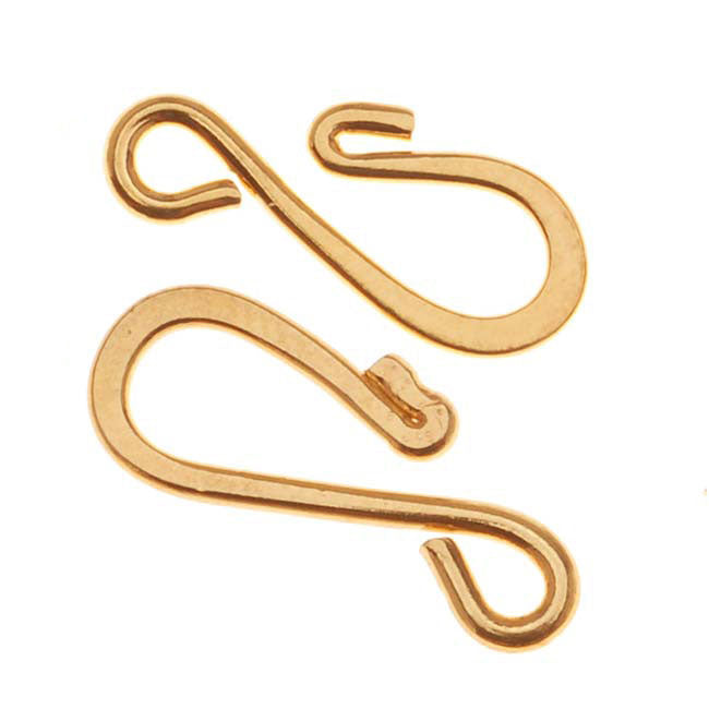 Clasps, S-Hook 16x7mm, 22K Gold Plated (20 Pieces)