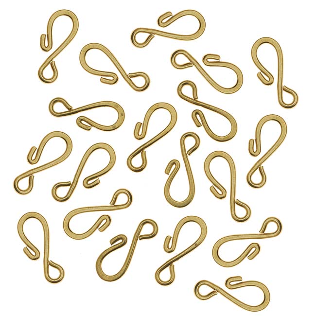 Clasps, S-Hook 16x7mm, Brass (20 Pieces)