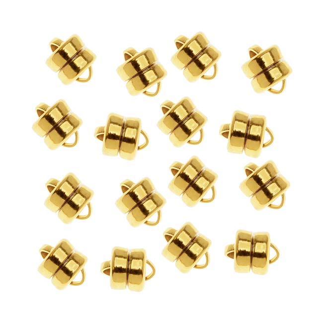 Magnetic Clasps, Round 8x6mm, 22K Gold Plated xxx (12 Sets)