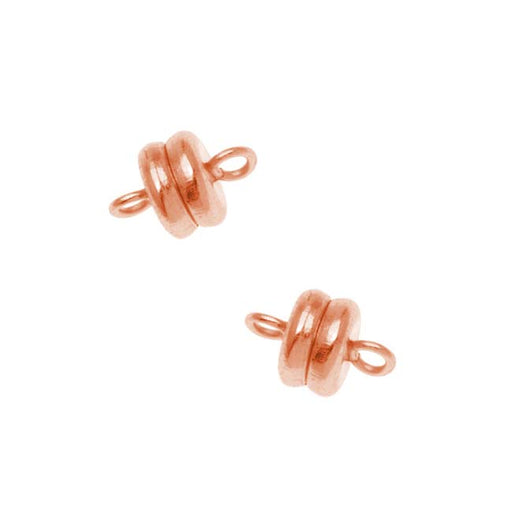 Magnetic Clasps, Round 6x4.5mm, Copper Plated (4 Sets)