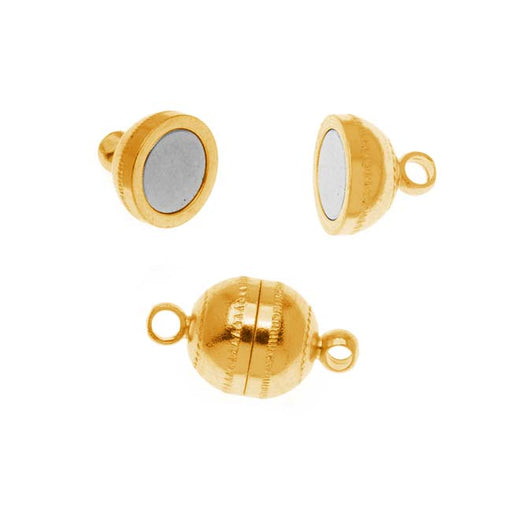 The Beadsmith Magnetic Clasps, Round Capsule 14x8mm, 22K Gold Plated (2 Sets)