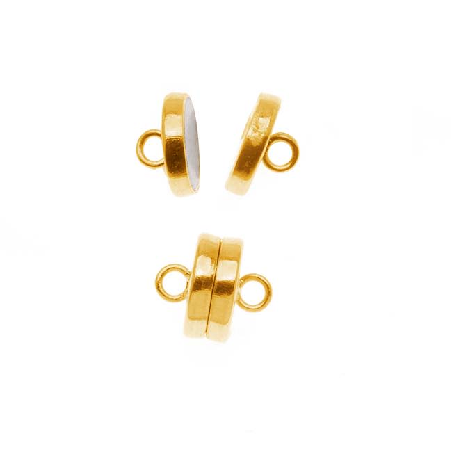 The Beadsmith Magnetic Clasp, Flat Round 8mm, Gold Tone (1 Set